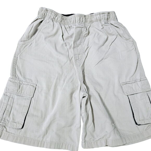 Basic Editions Boys Shorts Beige 14/16 100% Cotton Cargo Pockets Elastic Waist - Picture 1 of 13